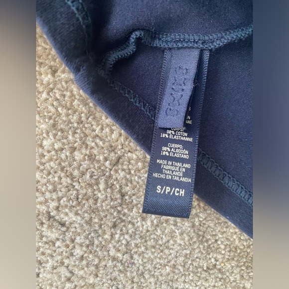 SKIMS Navy Set - Cotton Jersey Foldover Pants and Long Sleeve Mock Neck - Picture 4 of 8